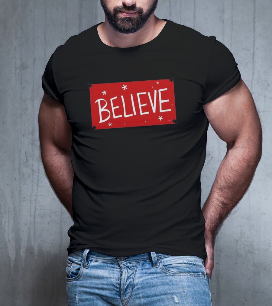 Believe Red Christmas Snowflakes T-Shirt