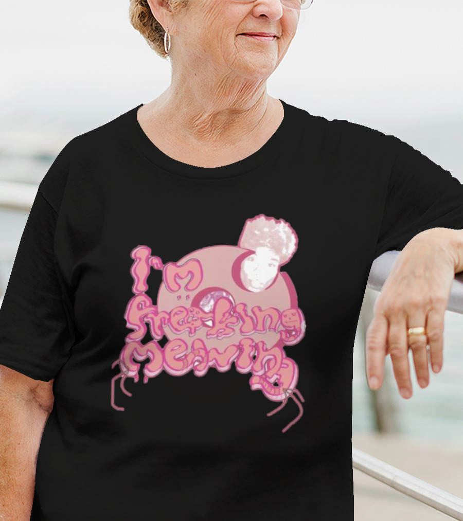 I’m Freaking Mewing Pink Cartoon Style With Portrait And Whiskers T-Shirt