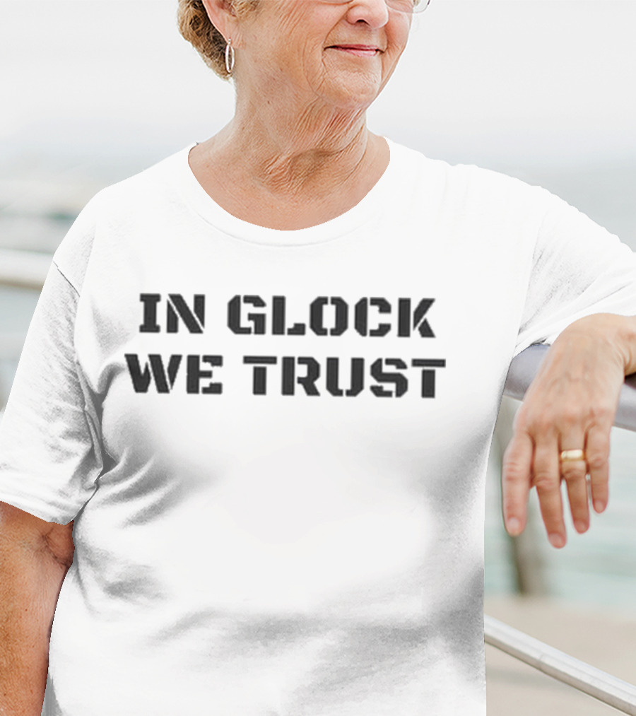 In Glock We Trust Mens Womens Police Cops Gun Rights Military Yellow T-Shirt