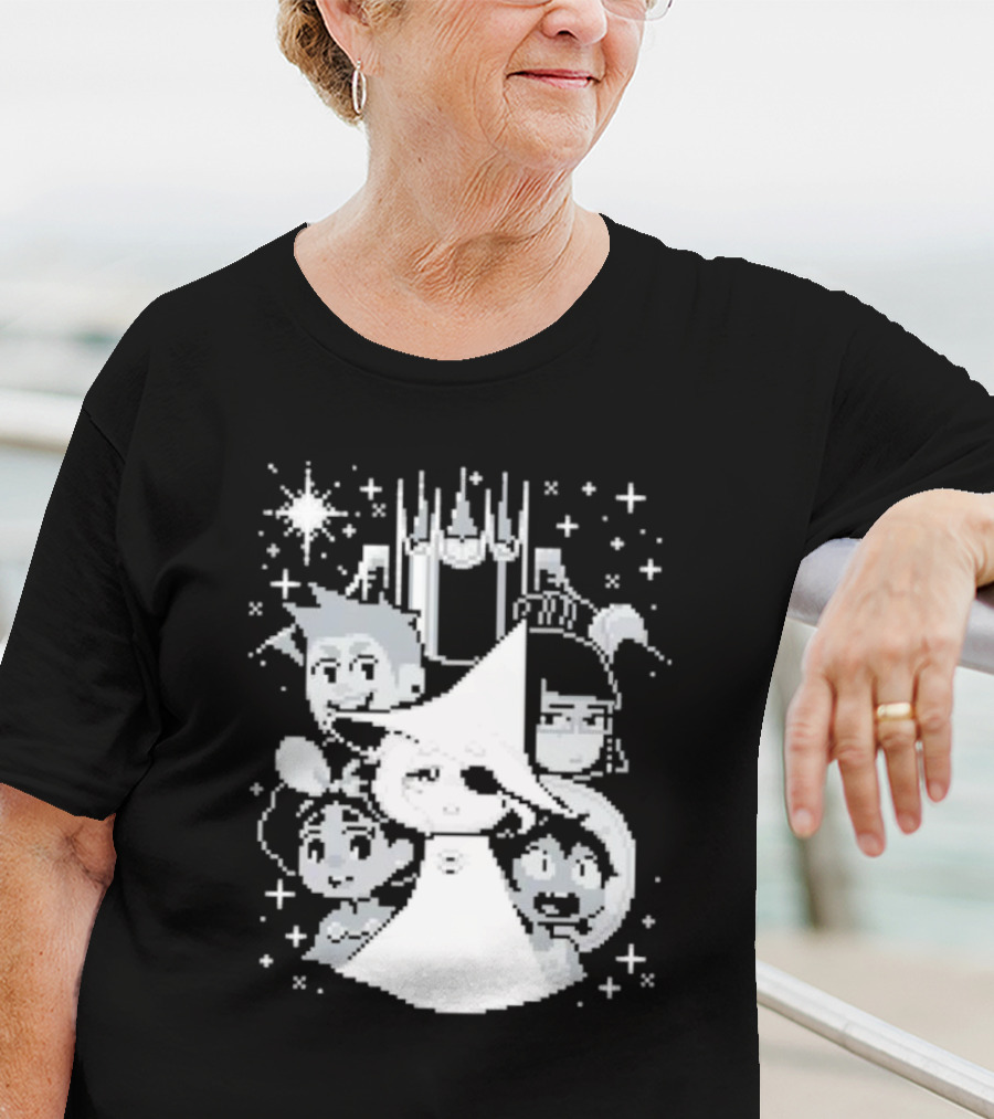 In Stars And Time Characters Pixel Art Cosmic Adventure T-Shirt