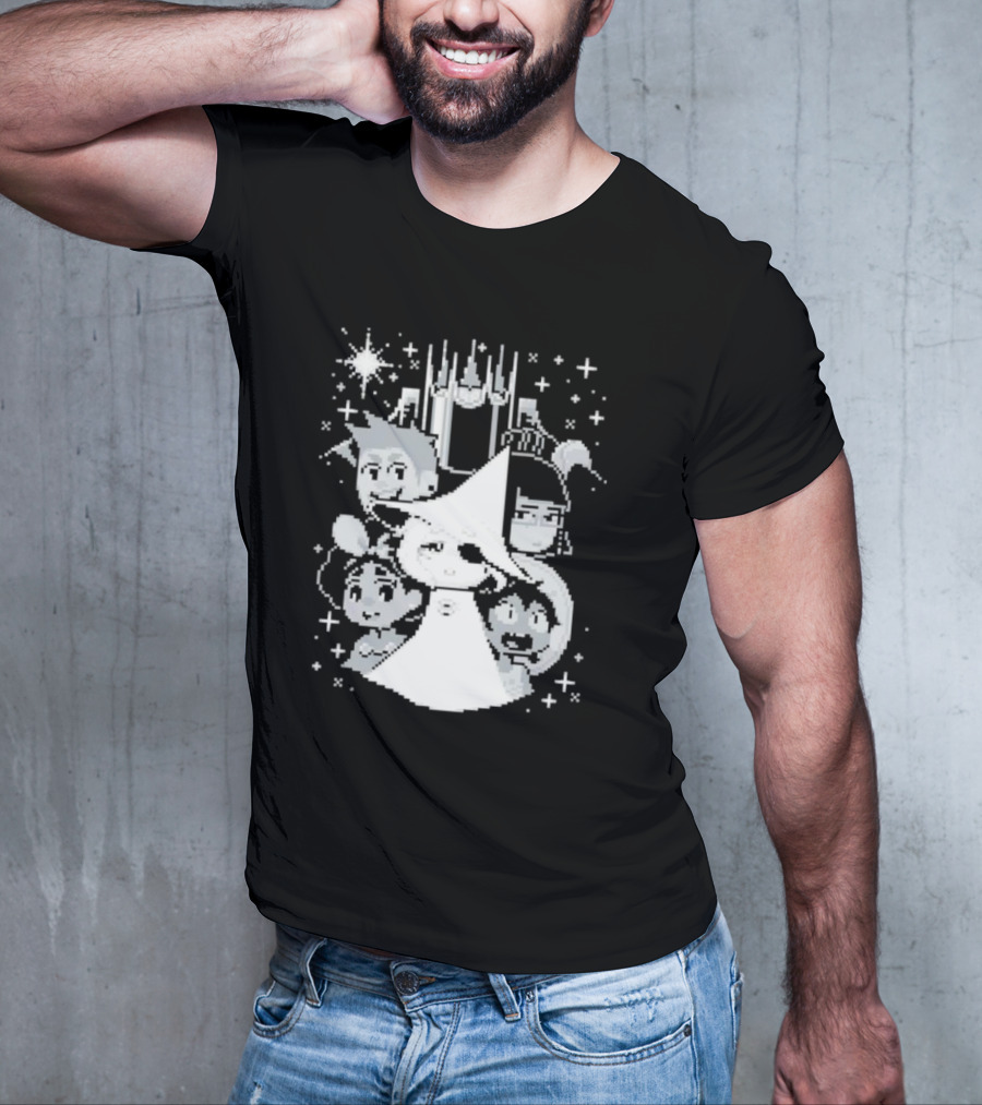 In Stars And Time Characters Pixel Art Cosmic Adventure T-Shirt