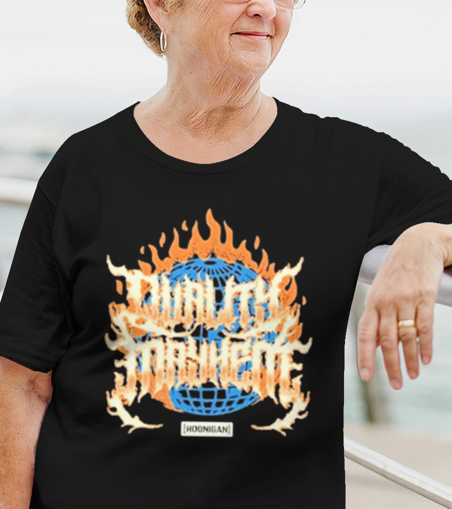 Hoonigan Burnt Mayhem World Globe Flames T-Shirt