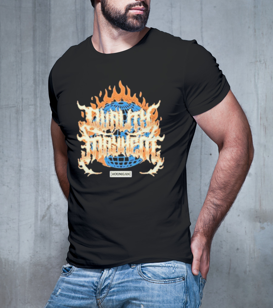 Hoonigan Burnt Mayhem World Globe Flames T-Shirt