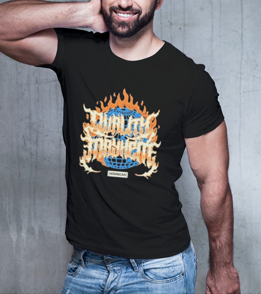 Hoonigan Burnt Mayhem World Globe Flames T-Shirt