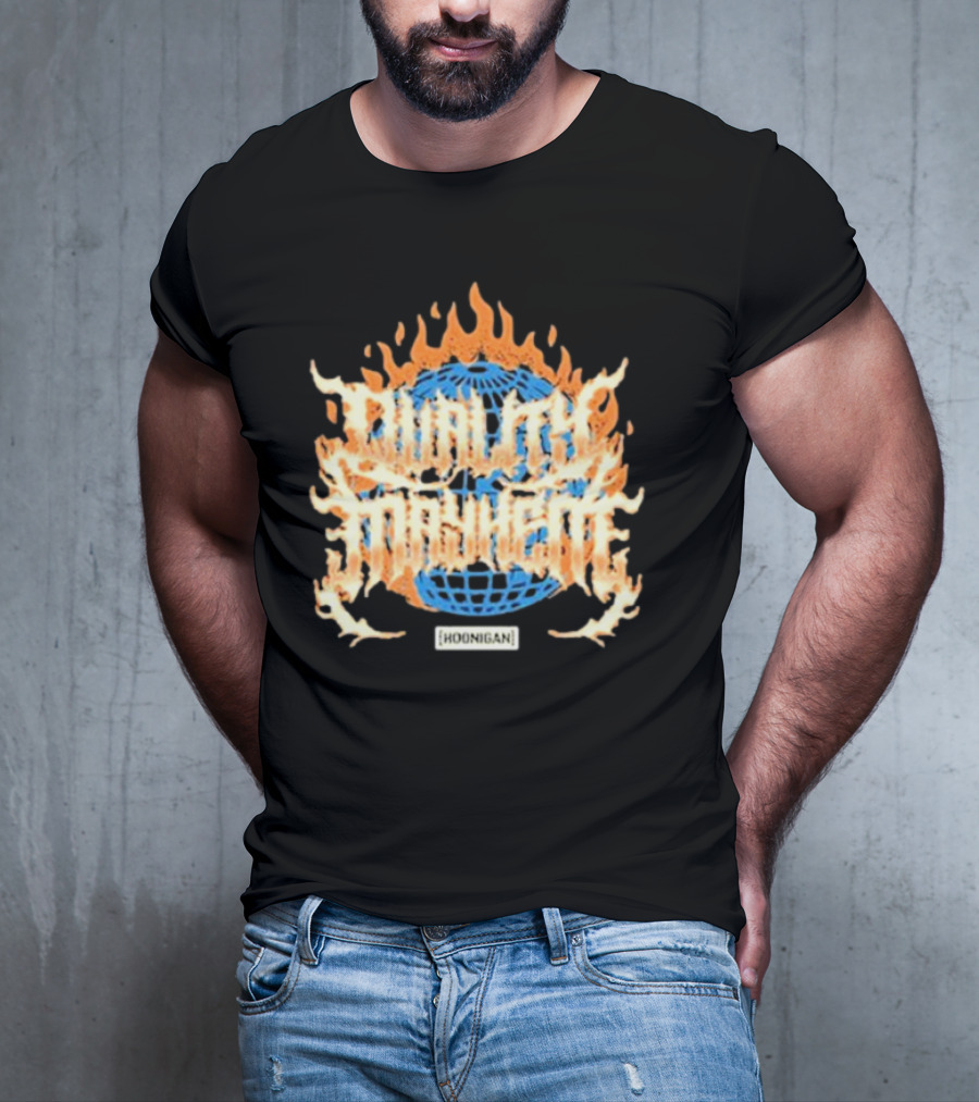 Hoonigan Burnt Mayhem World Globe Flames T-Shirt