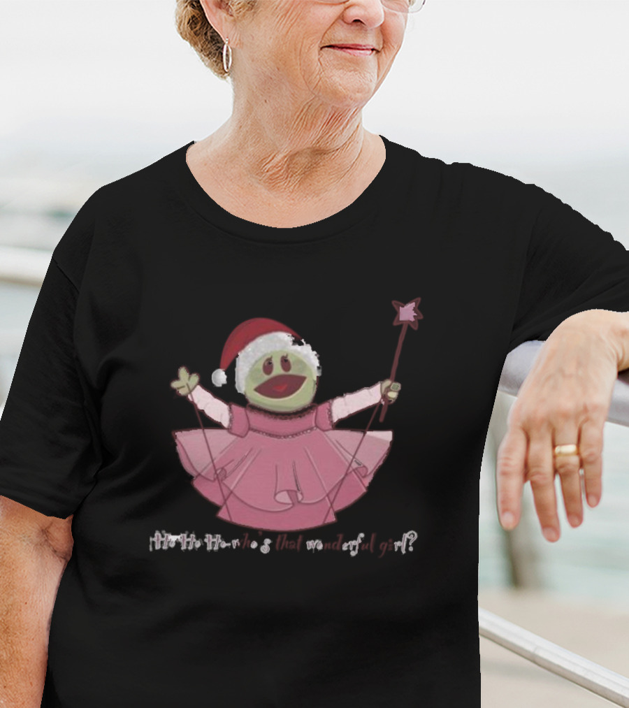Nanalan Ho Ho Ho Santa Hat Pink Dress Star Wand Holiday T-Shirt