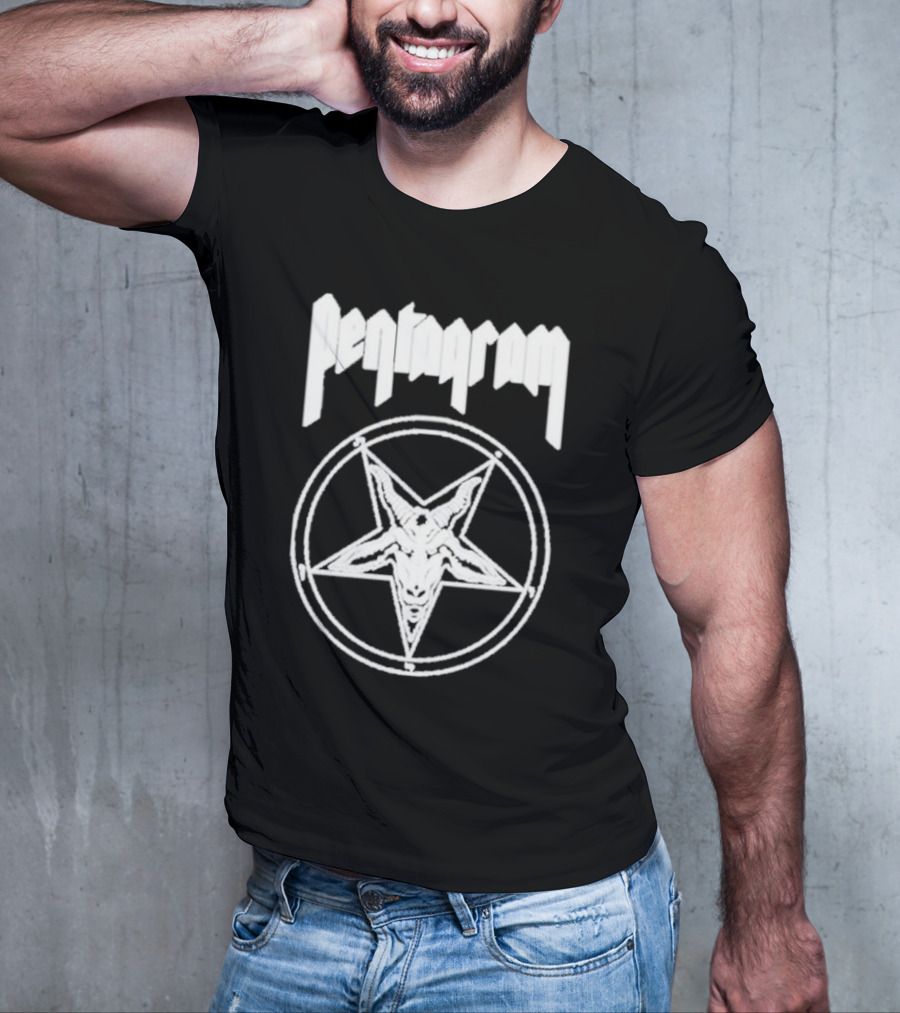 Pentagram Goat Head Circle Night Shift T-Shirt