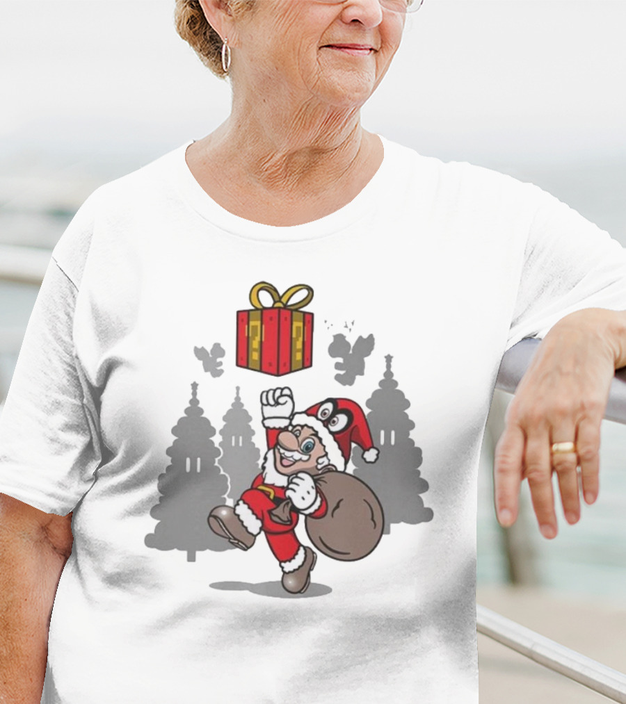 Super Merry O Super Mario Santa Claus Christmas Nintendo Funy T-Shirt