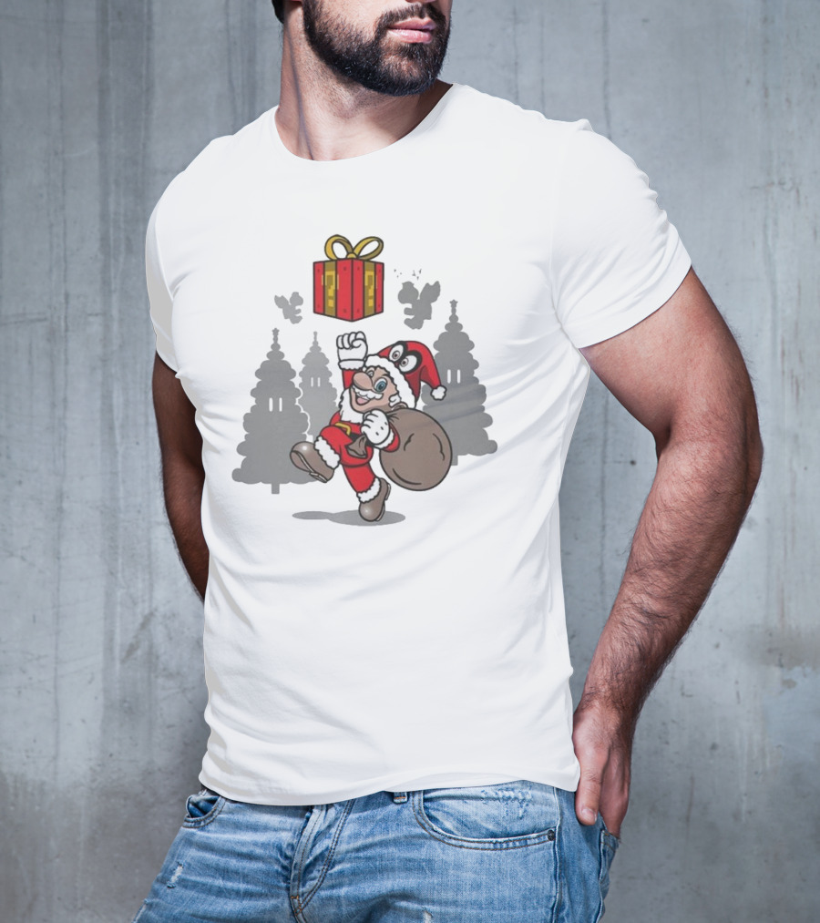 Super Merry O Super Mario Santa Claus Christmas Nintendo Funy T-Shirt