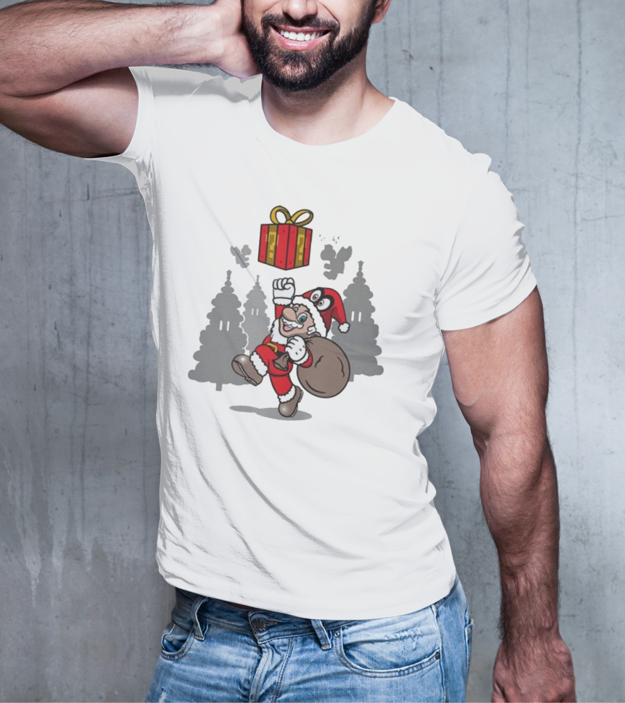 Super Merry O Super Mario Santa Claus Christmas Nintendo Funy T-Shirt