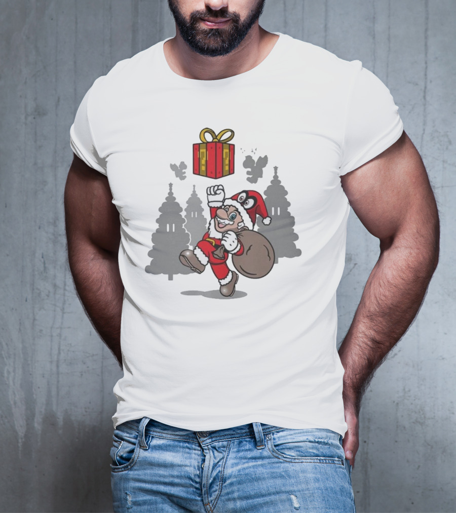 Super Merry O Super Mario Santa Claus Christmas Nintendo Funy T-Shirt