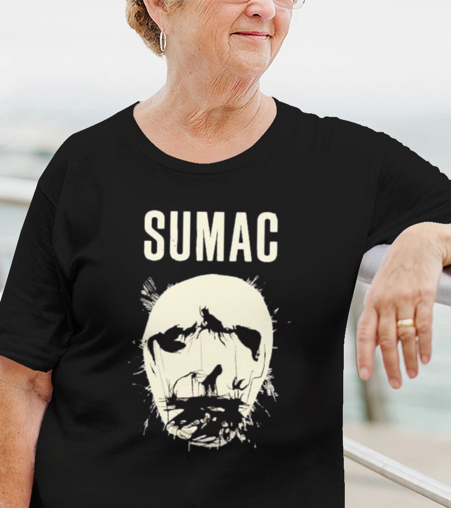 SUMAC Band Monochrome Abstract Face T-Shirt