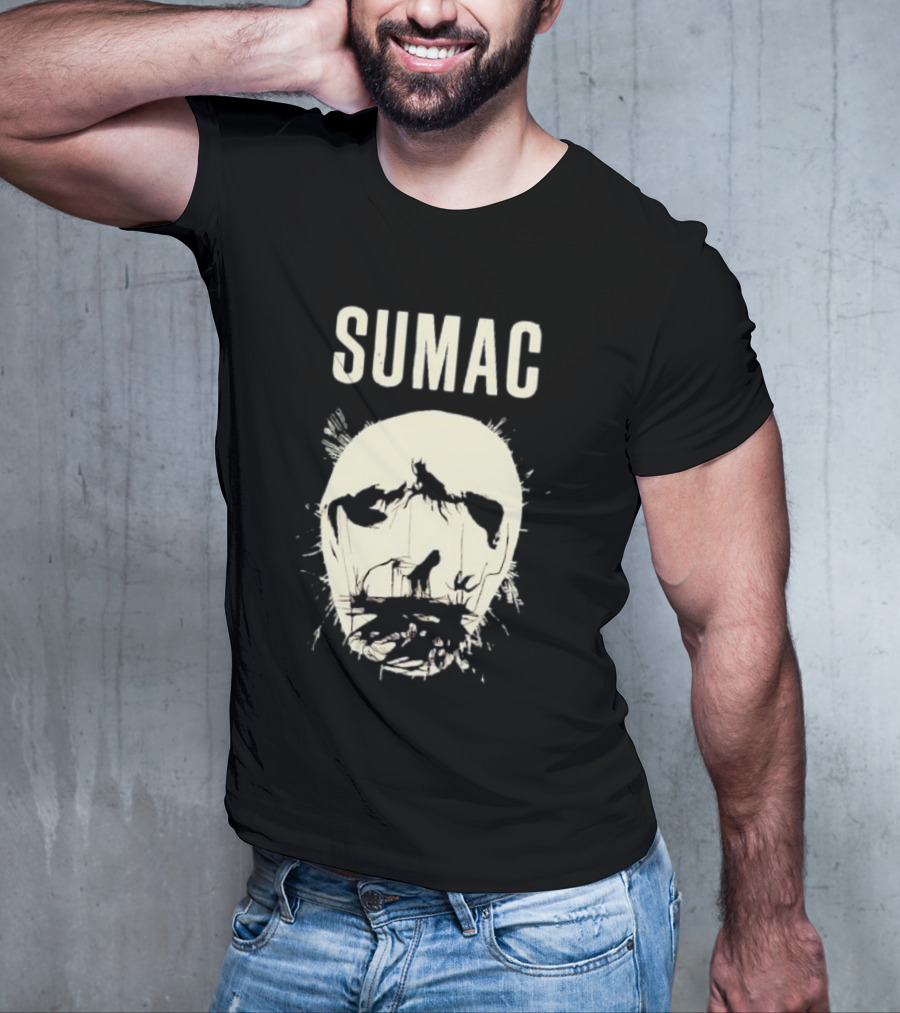 SUMAC Band Monochrome Abstract Face T-Shirt