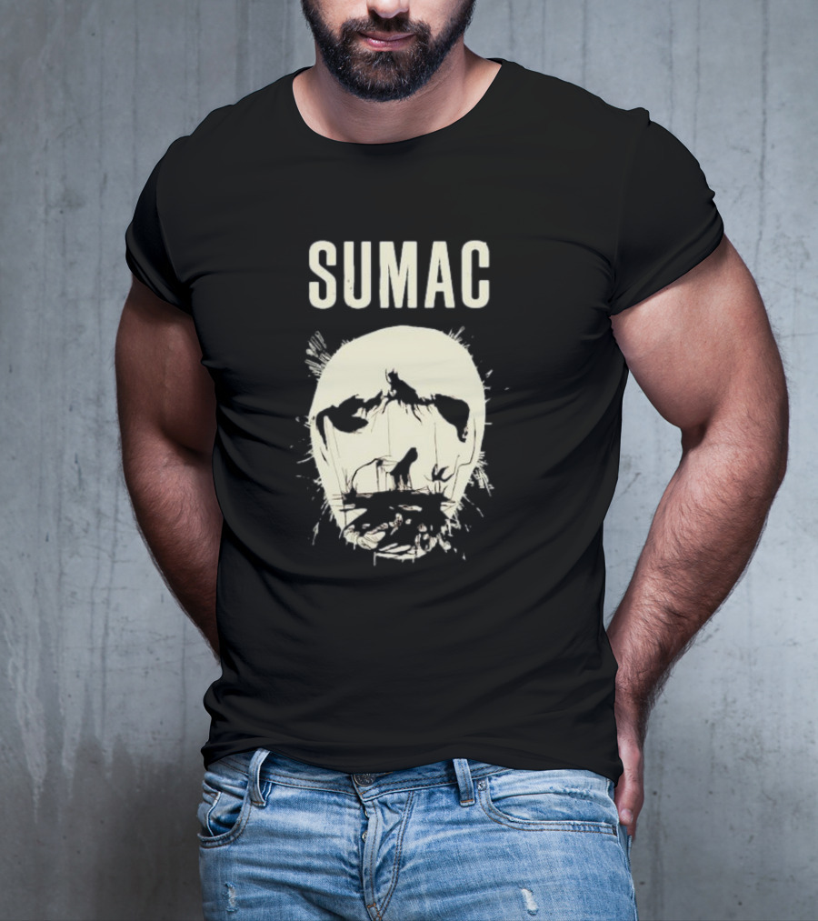 SUMAC Band Monochrome Abstract Face T-Shirt