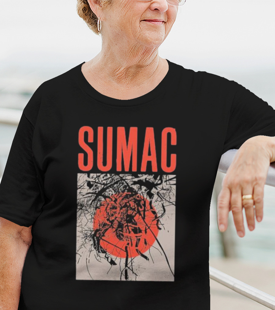 Sumac Shadow Art With Red Circle And Black Lines T-Shirt
