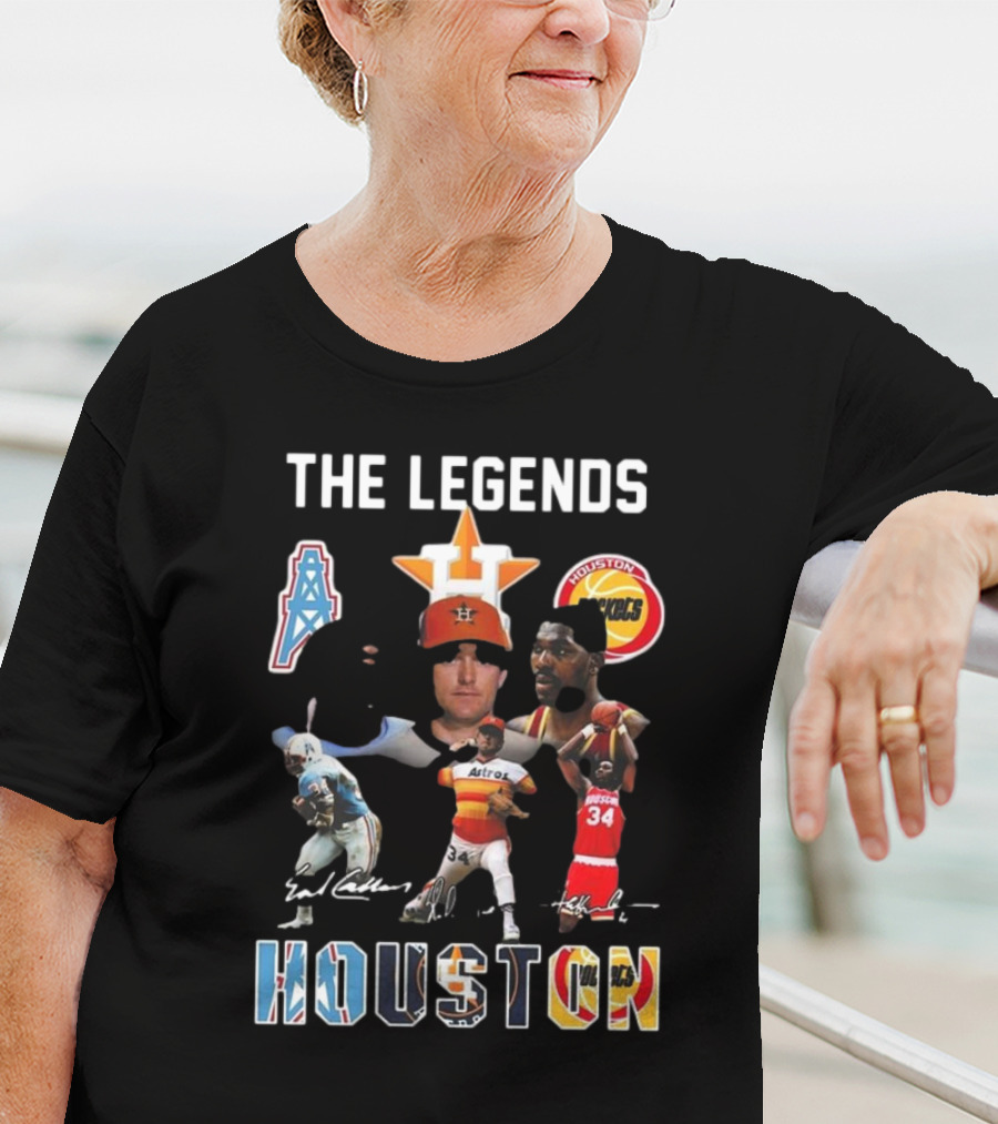 The Legends Of Houston Oilers Astros Rockets 34 Signatures H-Town T-Shirt