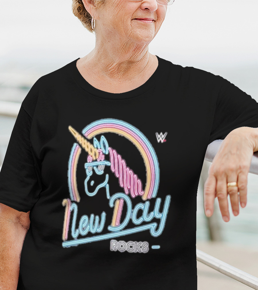 The New Day WWE Neon Unicorn Rocks Ripple Junction T-Shirt