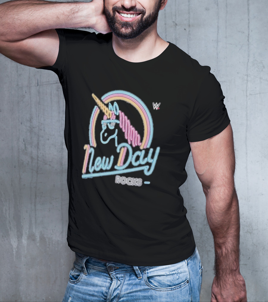 The New Day WWE Neon Unicorn Rocks Ripple Junction T-Shirt