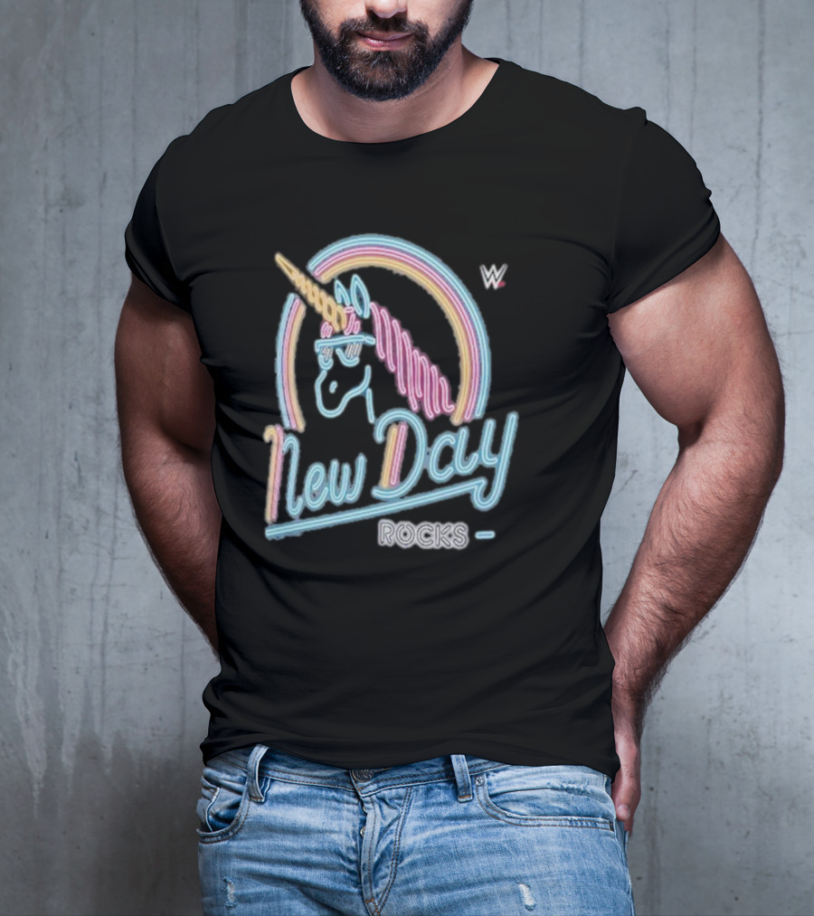 The New Day WWE Neon Unicorn Rocks Ripple Junction T-Shirt