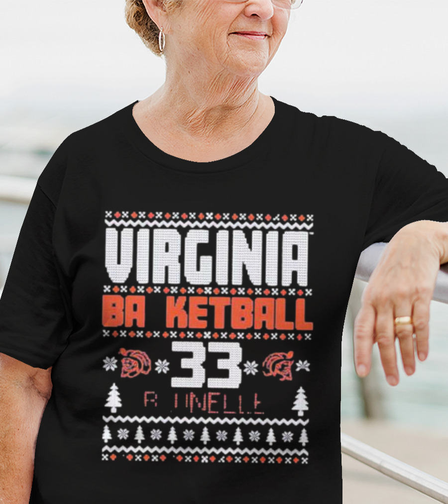 Virginia Basketball Sam Brunelle 33 Holiday T-Shirt