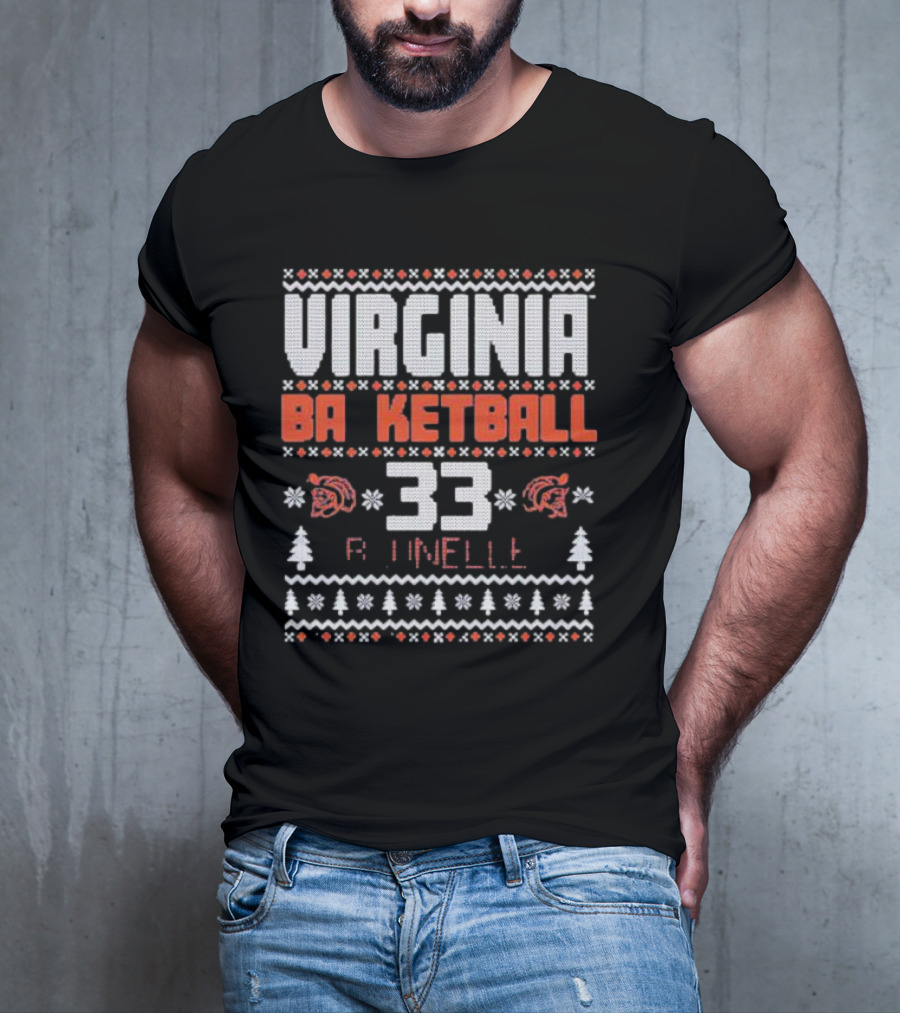 Virginia Basketball Sam Brunelle 33 Holiday T-Shirt