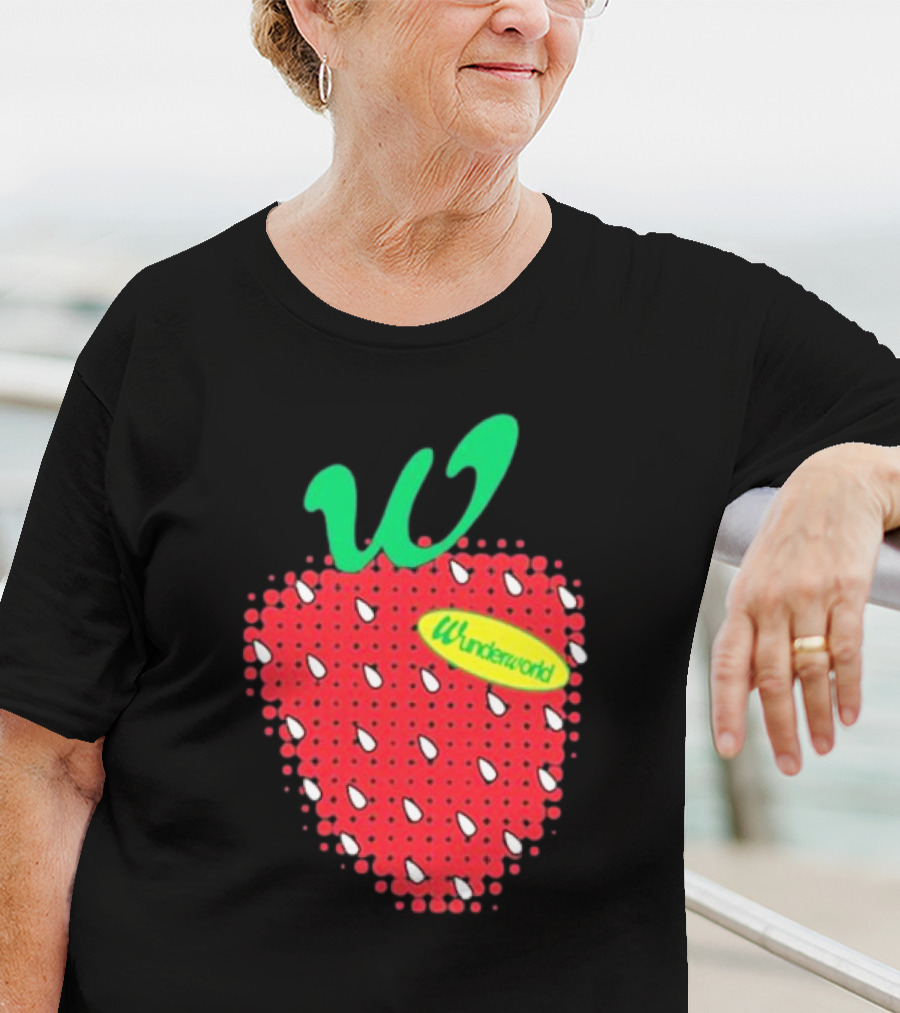 Wunderworld Strawberry Pattern With Green Leaf Initial T-Shirt