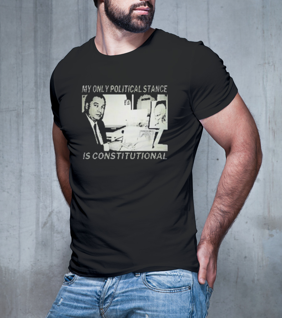 Bill Cooper My Only Political Stance Is Constitutional Office Desk Scene T-Shirt