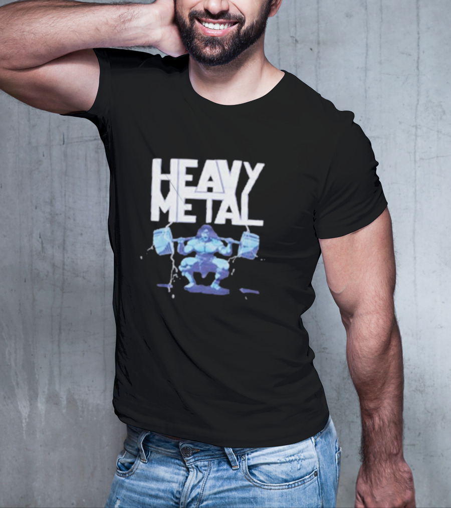 Heavy Metal Oversized Fitness Warrior With Barbells T-Shirt
