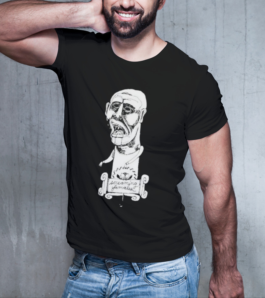 Screaming Females Band Illustration Black And White Head T-Shirt