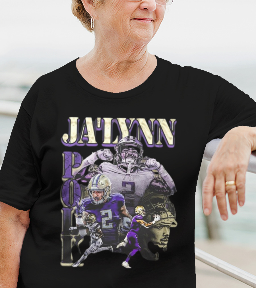 Jaylynn Polk Vintage Football Style Purple And Gold Player Collage T-Shirt