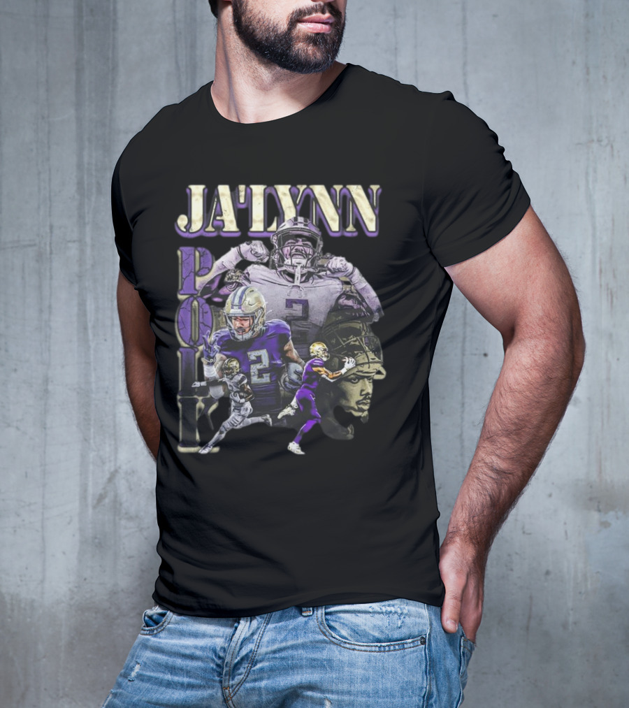 Jaylynn Polk Vintage Football Style Purple And Gold Player Collage T-Shirt