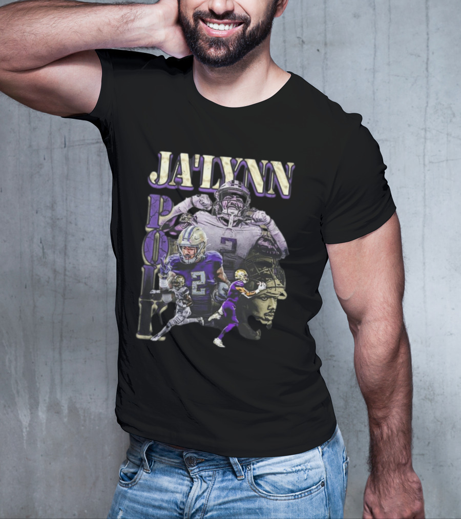 Jaylynn Polk Vintage Football Style Purple And Gold Player Collage T-Shirt