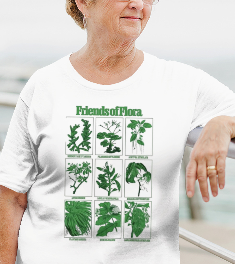Friends Of Flora Plants Green Botanical Compilation T-Shirt