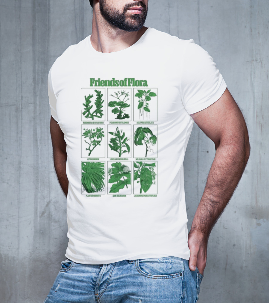 Friends Of Flora Plants Green Botanical Compilation T-Shirt