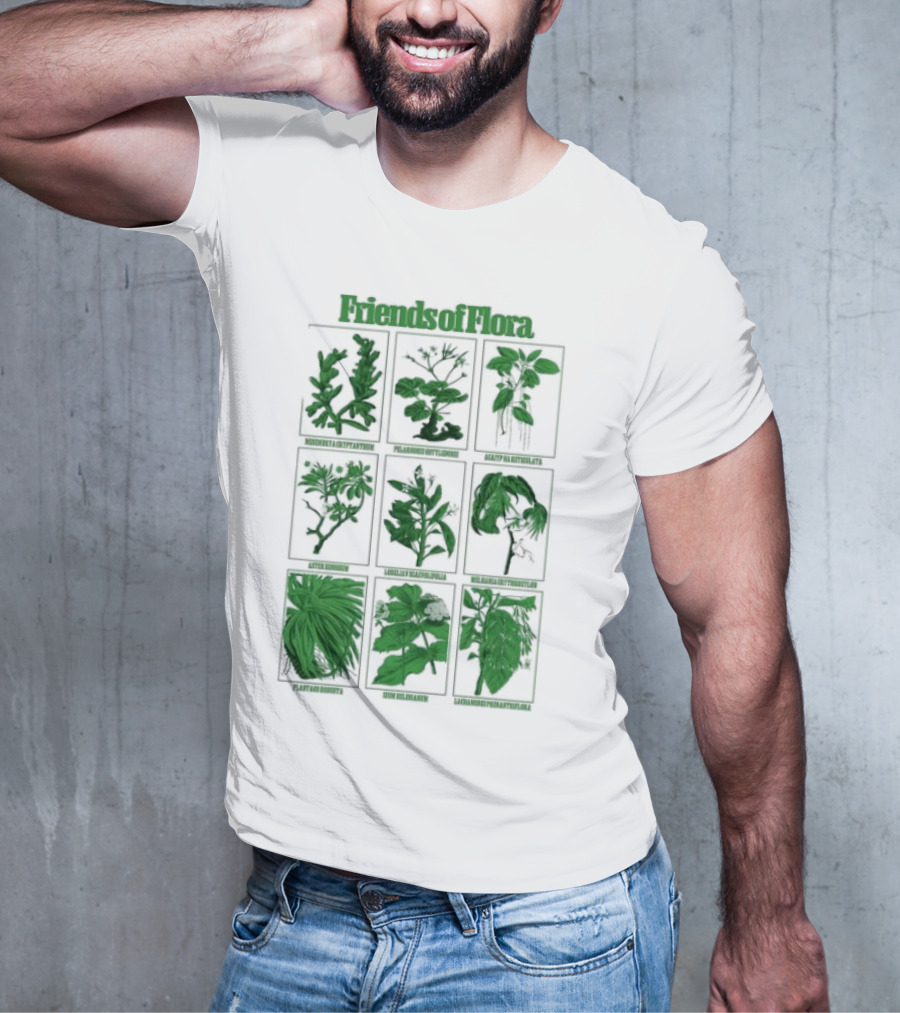 Friends Of Flora Plants Green Botanical Compilation T-Shirt