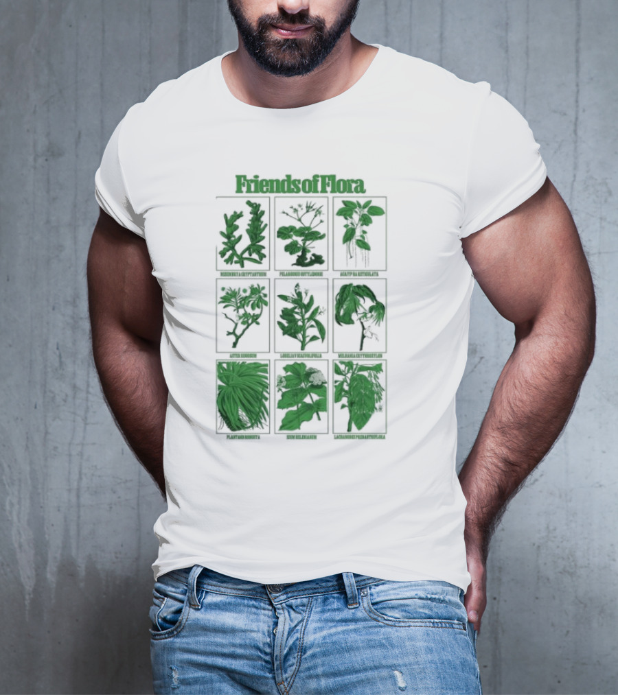 Friends Of Flora Plants Green Botanical Compilation T-Shirt
