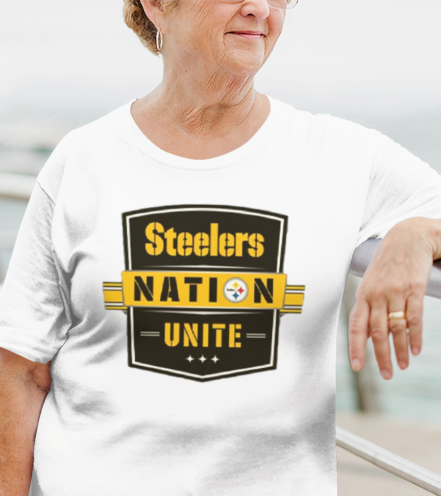 Steelers Nation Unite Emblem With Stars And Iconic Team Colors T-Shirt