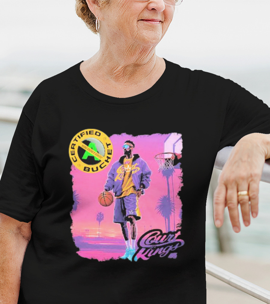 Certified Bucket Court Kings Style Basketball Sunset Scene T-Shirt