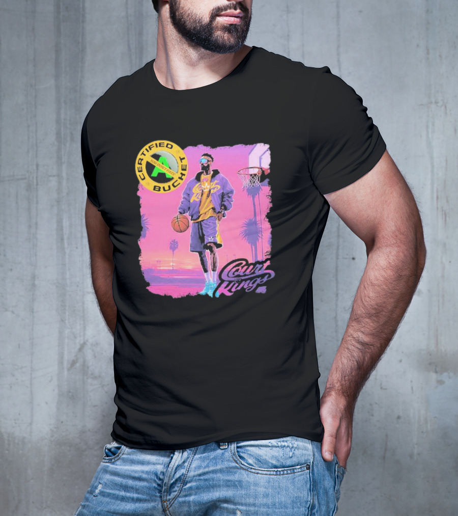 Certified Bucket Court Kings Style Basketball Sunset Scene T-Shirt
