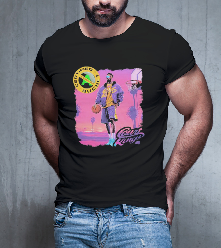 Certified Bucket Court Kings Style Basketball Sunset Scene T-Shirt