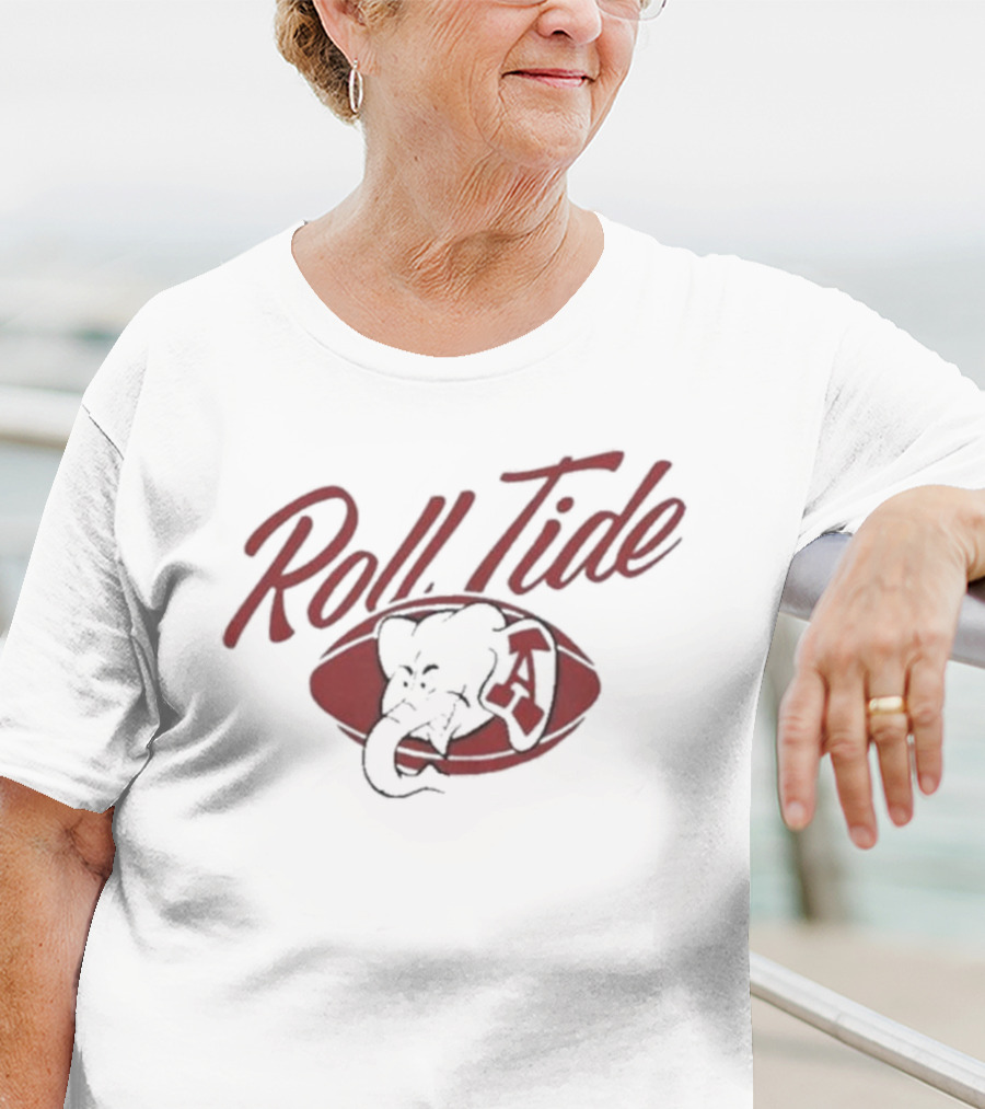 Alabama Roll Tide Football Vintage Ringer Elephant Emblem T-Shirt