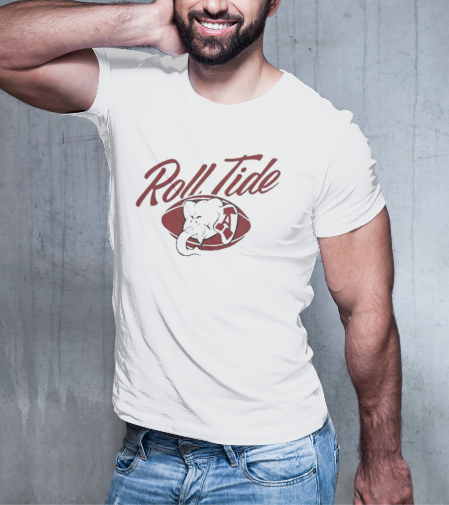 Alabama Roll Tide Football Vintage Ringer Elephant Emblem T-Shirt
