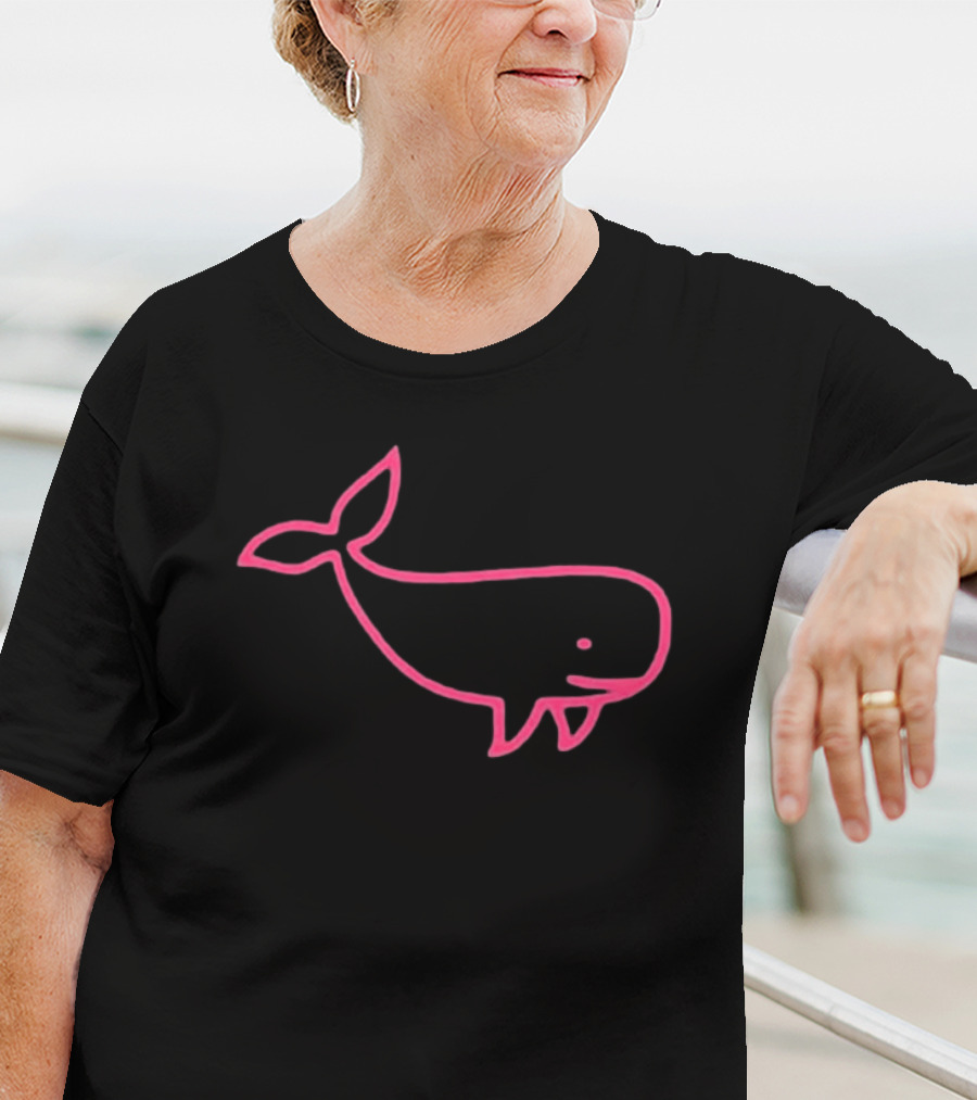 Awhalefact Big Whale Pink Outline Simple Drawing T-Shirt
