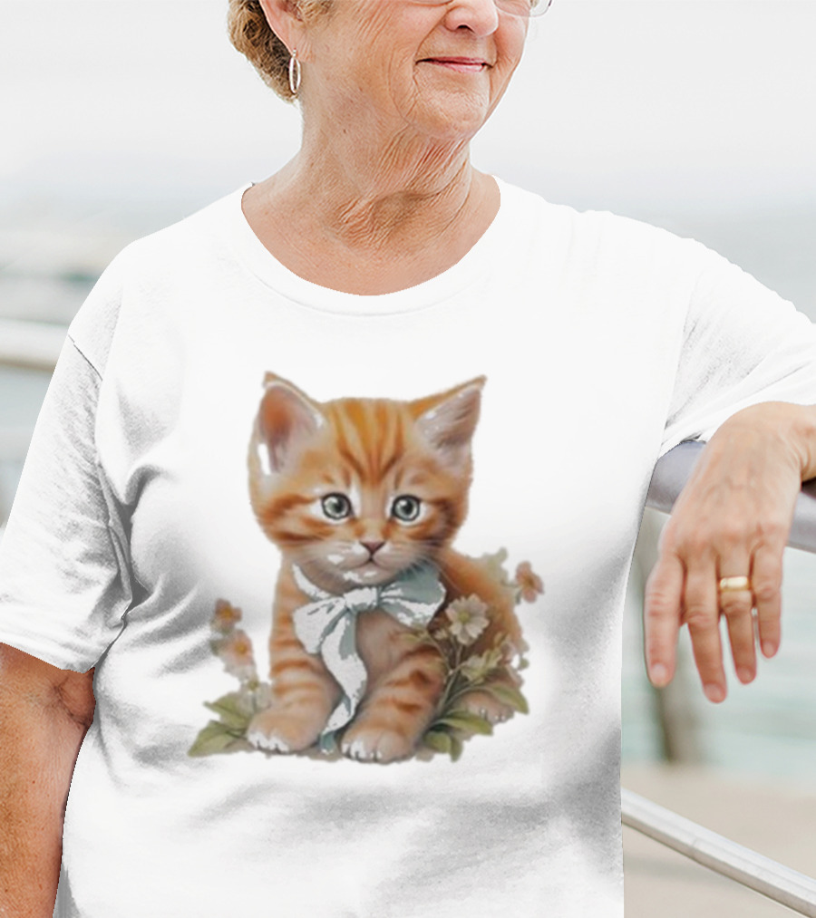 Beabadoobee Cat Kimchi Miso Kitten With Bow And Flowers T-Shirt