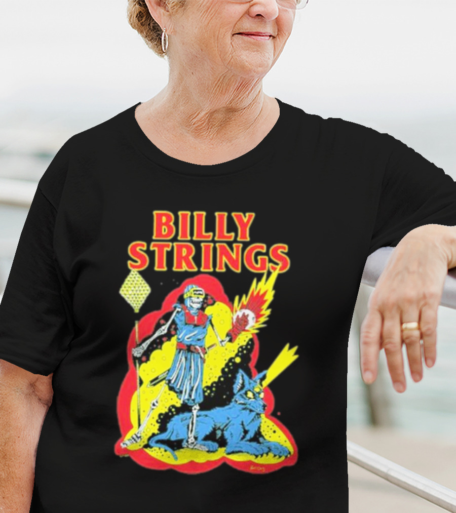 Billy Strings Skeleton Warrior With Blue Cyclops Cat T-Shirt