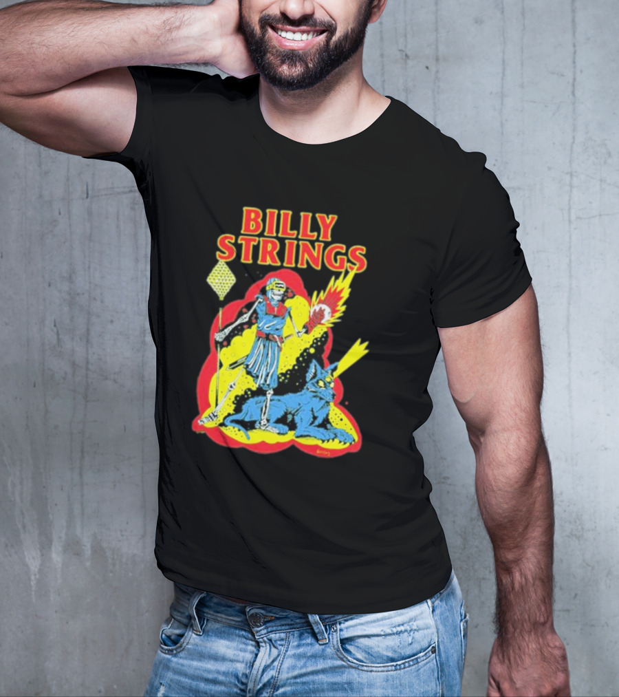 Billy Strings Skeleton Warrior With Blue Cyclops Cat T-Shirt