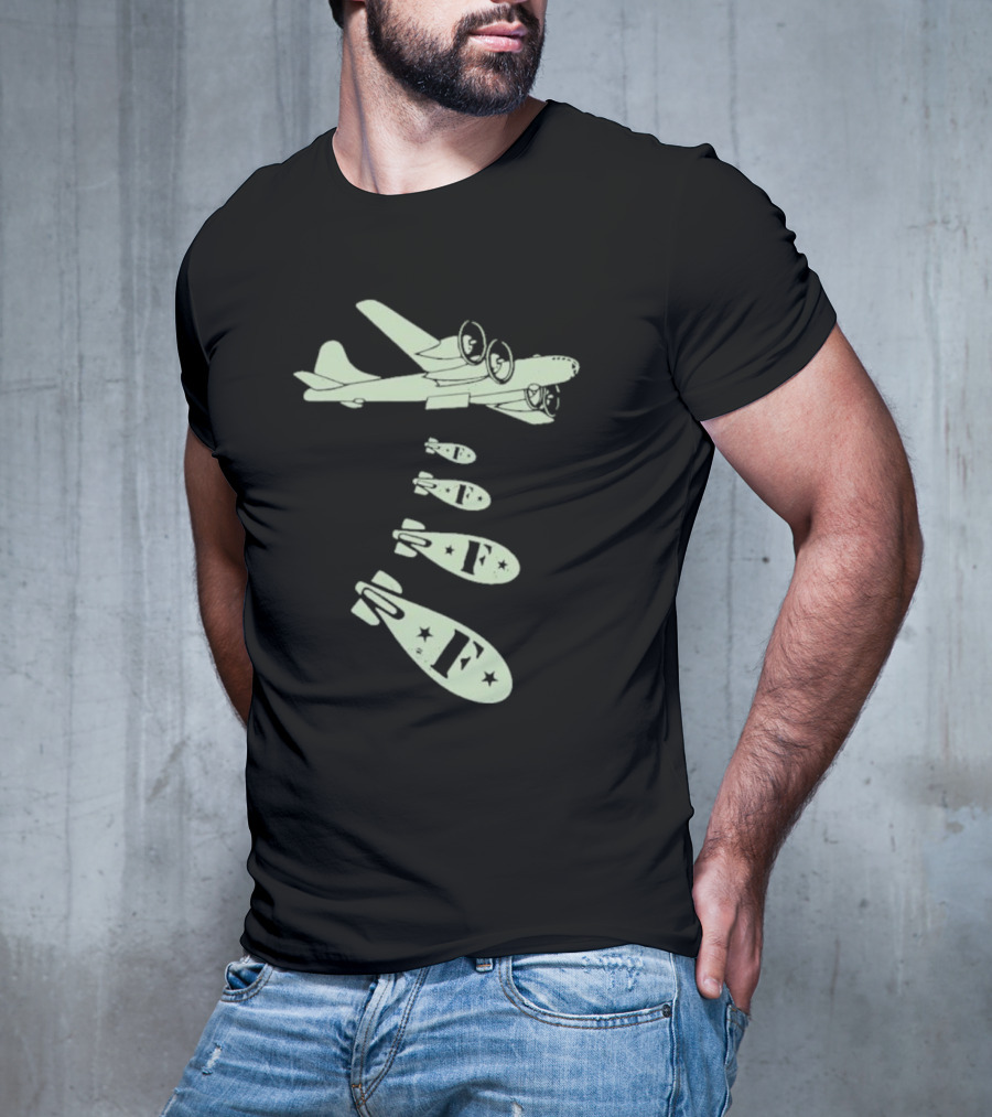 Vintage Bomber Dropping F Bombs Airplane T-Shirt