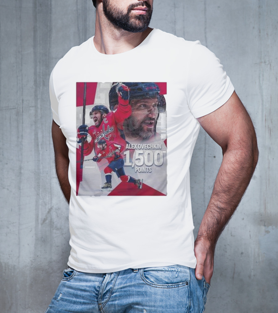 Alex Ovechkin 1500 Points Celebration Washington Capitals Red And White Hockey T-Shirt