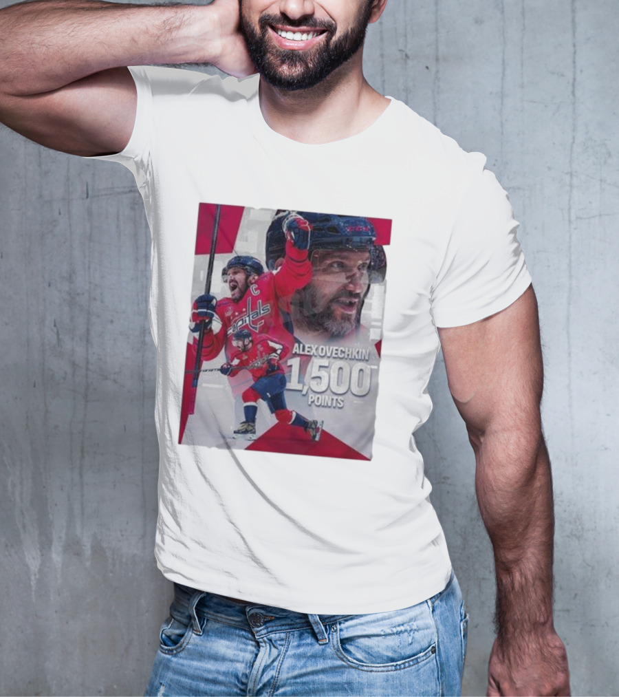Alex Ovechkin 1500 Points Celebration Washington Capitals Red And White Hockey T-Shirt