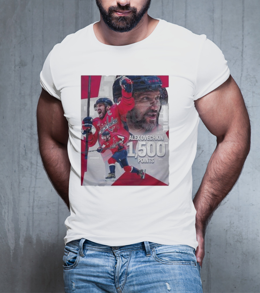 Alex Ovechkin 1500 Points Celebration Washington Capitals Red And White Hockey T-Shirt